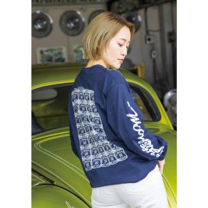 MOONEYES Flamin' MOONEYES Long Sleeve T-Shirt White フレーミン