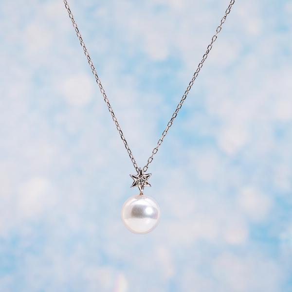 [ムーンレーベル 公式] パール ネックレス ダイヤモンド 真珠 Gleam Star パールペンダ...