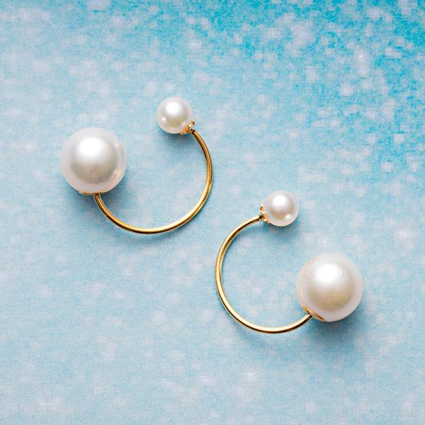 [ムーンレーベル 公式] パール ピアス フープ あこや真珠 Gemini パール ピアス ホワイト...