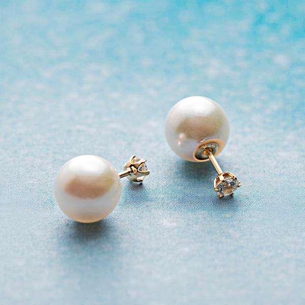 [ムーンレーベル 公式] ホワイトサファイア パール ピアス Gemini ホワイトサファイア ピア...