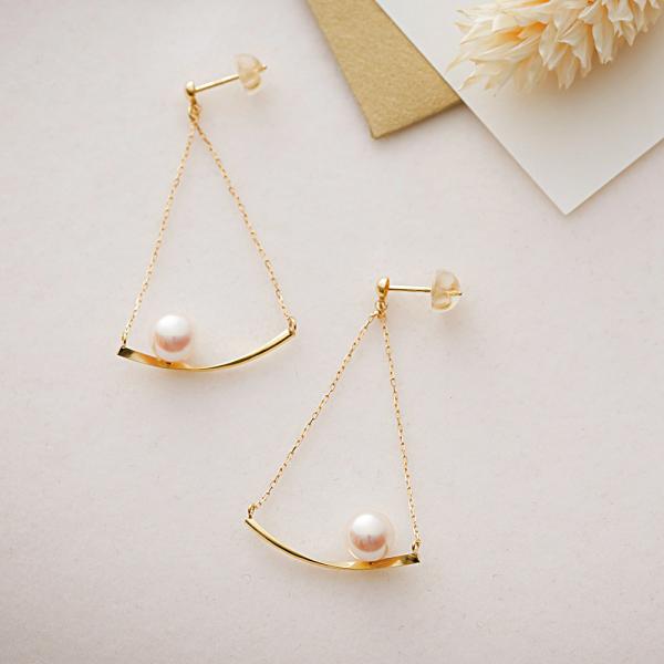 [ムーンレーベル 公式] 揺れる パール ピアス Silky パールピアス K18 レディース 18...