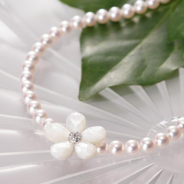 [ムーンレーベル 公式] パールネックレス 真珠母貝 ショートナー Flower ショートナー ・ ...