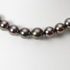 [ムーンレーベル 公式] ブラックパール ネックレス 8-10mm 黒蝶 真珠 ネックレス レディース GB01008O11RB000000