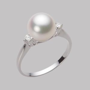 【本真珠】TASAKI 田崎真珠　パールリング〈SV シルバー〉アコヤ　13号 TASAKI（タサキ） 田崎真珠 アコヤパール リング 9.0mm〜9.5mm D0.16ct