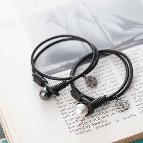 [ムーンレーベル 公式] ペア ブレスレット ペア・パール 二重巻き レザー ブレス メンズ  レデ...