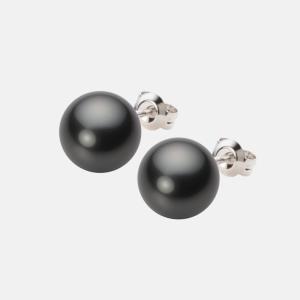 ムーンレーベル 公式] ブラックパール ピアス 12mm 黒蝶 真珠 K14WG