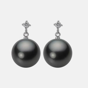 ムーンレーベル 公式] ブラックパール ピアス 11mm 黒蝶 真珠 PT900 
