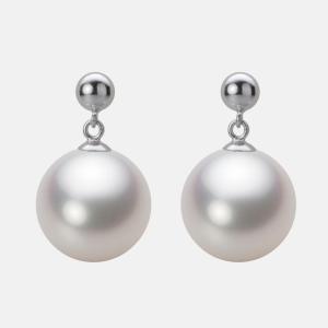 ムーンレーベル 公式] 南洋真珠 ピアス 12mm 白蝶 真珠 K18WG ホワイト