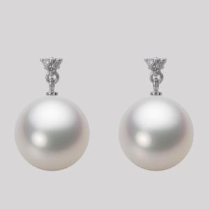 ムーンレーベル 公式] 南洋真珠 ピアス 12mm 白蝶 真珠 PT900 プラチナ
