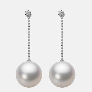 ムーンレーベル 公式] 南洋真珠 ピアス 13mm 白蝶 真珠 PT900 プラチナ