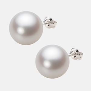ムーンレーベル 公式] 南洋真珠 ピアス 12mm 白蝶 真珠 K18WG ホワイト