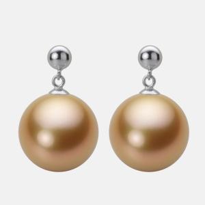 ムーンレーベル 公式] 南洋真珠 ピアス 13mm 白蝶 真珠 K18WG ホワイト