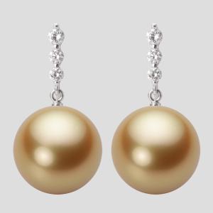 [ムーンレーベル 公式] 南洋真珠 イヤリング 14mm 白蝶 真珠 イヤリング K18WG ホワイトゴールド レディース NW00014R11NG0805W0