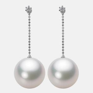 [ムーンレーベル 公式] 南洋真珠 ピアス 14mm 白蝶 真珠 ピアス K18WG ホワイトゴールド レディース NW00014R11WH0808W0