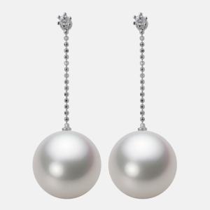 ムーンレーベル 公式] 南洋真珠 ピアス 14mm 白蝶 真珠 PT900 プラチナ 