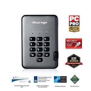 iStorage diskAshur PRO2 HDD 安全なポータブルハードドライブFIPSレベル2認定 - パスワード保護 ほこりや耐水性 ポー