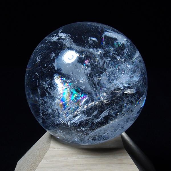 天然水晶玉 約62mm【大玉】虹入り G1225