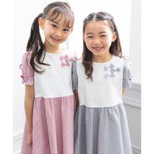 アウトレットセール 80cm限定 100cm限定 110cm限定 子供服 女の子 ワンピース 半袖 お出かけ ストライプ リボン むーのんのん moononnon