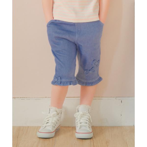 子供服 女の子 パンツ 春夏 ショートパンツ 子ども服 こども服 キッズ ベビー デニムニット リボ...