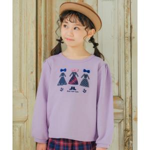 子供服 女の子 トレーナー 秋冬 長袖 キッズ ジュニア 裏毛 トップス ワンピースアップリケ オリジナルチェック 音符 ドット リボン むーのんのん moononnon｜moononnon