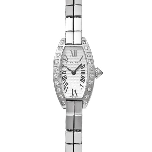 保証書付き Cartier ミニトノーラニエール ベゼルダイヤモンド Ref.WJ2004W3 シル...