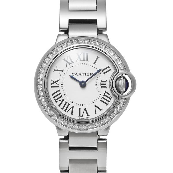 Cartier バロンブルー 28mm ベゼルダイヤモンド Ref.W4BB0015 シルバー 中古...
