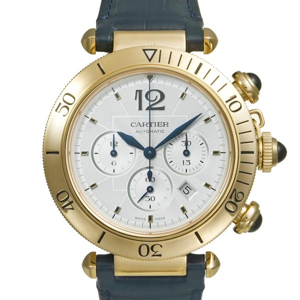 パシャ ドゥ カルティエ クロノグラフ 箱・保証書付き Ref.WGPA0017 中古品 メンズ 腕...