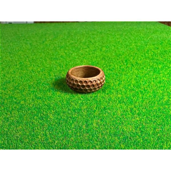 和柄の木製リング（亀甲）凹