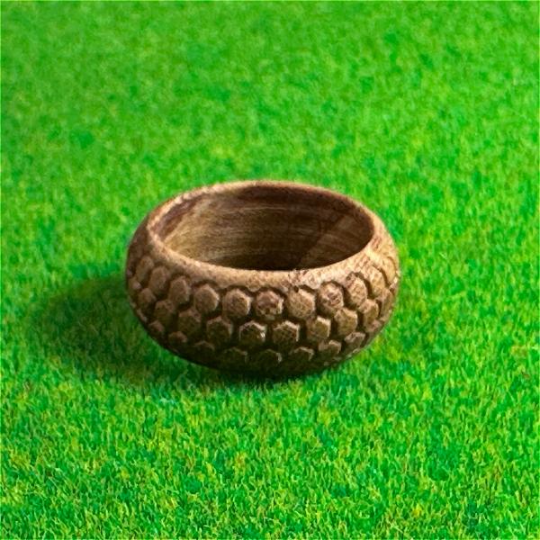 和柄の木製リング（亀甲）凸