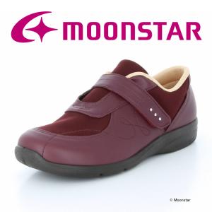 ムーンスター [在22.0cmセール] レディース スニーカー コンフォートシューズ 日本製 幅広3E MS AS003 ワイン moonstar 特割