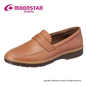 ムーンスター [在22.0cmセール] レディース スニーカー コンフォートシューズ 本革 日本製 撥水加工 幅広3E SP6030 ライトブラウン moonstar sporth