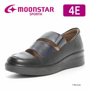 ムーンスター スニーカー 日本製 本革 革靴 撥水 幅広 4E レディース コンフォート シューズ 靴 moonstar SP9032 ブラックC [セール]セ再5月4日