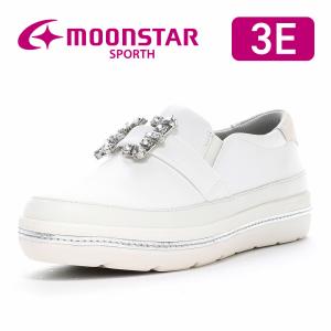 ムーンスター スニーカー レディース 幅広 3E 本革 革靴 軽量 撥水 コンフォートシューズ スポルス moonstar SP0712 ホワイト [セール] セ再10月24日｜ムーンスター 公式ショップ