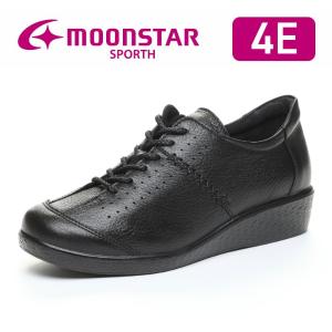 ムーンスター スポルス レディース スニーカー 幅広 3E 本革 革靴 撥水