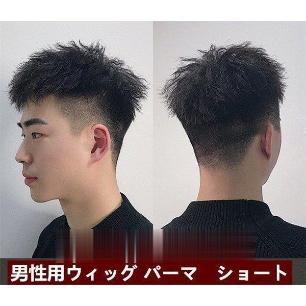 メンズウィッグ短髪 パーマ ショート ヘアピース 自然 人毛 用 短い 通気性 トップカバー