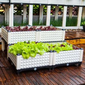 大型プランター 組立式ガーデンボックス プランターボックス プラスチック PP製 プランター付きフェンス 木製 長方形 四角 植物 野菜栽培 自由組立 移動便利｜moorebear