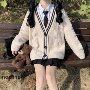 カーディガン スクールカーディガン ニットカーディガン Vネック トップス 長袖 オールシーズン JK制服 セーラー服 ニットセーター 前開き 學院風｜moorebear