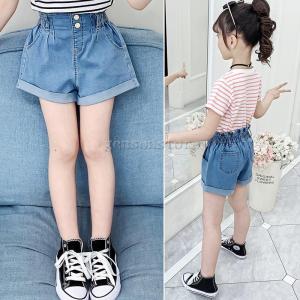 デニム ショートパンツ キッズ 子供服 女の子 おしゃれ 夏 ボトムス ハーフパンツ 短パン ウエストゴム 薄手 ジーンズ Ｇパン 半ズボン ジュニア 韓国子供服｜moorebear