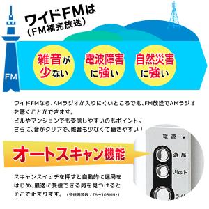 ポケットラジオ 防災 高感度 ライト付 FM ...の詳細画像3