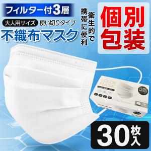 不織布マスク 30枚 立体マスク 個包装 ふつうサイズ 使い捨てマスク 三