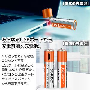 充電式 乾電池 繰り返し使える USB充電 単...の詳細画像1