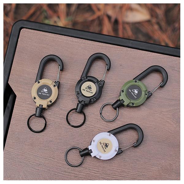 リール キーホルダー カラビナ ケーブル 長62cm 使いやすい キーバック ワイヤー 軽量 カード...