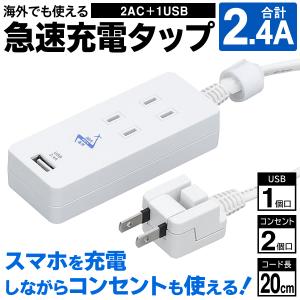 / 急速充電タップ 3個口 2AC＋USBポート付 スマートIC搭載