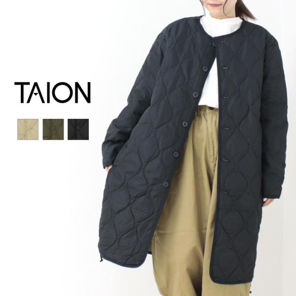 タイオン TAION ミリタリークルーネックダウンコート 104BML-1 LONG キルティング ...