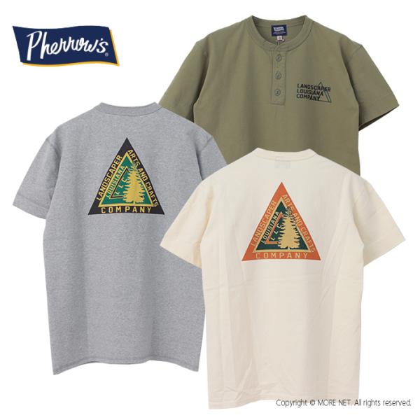 フェローズ PHERROW&apos;S ヘンリーネックプリントTシャツ 24S-PHNT2 メンズ 半袖