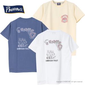 フェローズ PHERROW'S プリント半袖Tシャツ 25S-PT6 メンズ HAWAIIAN NAVY 2025春夏｜more-net2