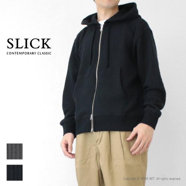 スリック SLICK ビッグワッフルジップパーカー 5131015 メンズ ダブルファスナー 無地系...