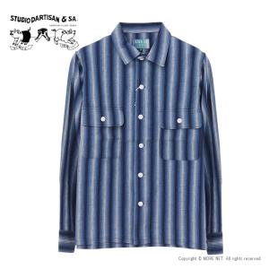 ステュディオ・ダルチザン STUDIO D'ARTISAN 阿波しじら織り長袖シャツ 5706A メンズ 日本製 ストライプ 日本伝統｜more-net2