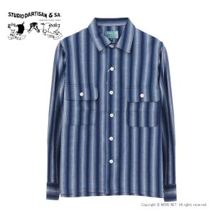 [予約/3月〜6月入荷予定] ステュディオ・ダルチザン STUDIO D'ARTISAN 阿波しじら織り長袖シャツ 5706A メンズ 日本製 ストライプ 2024春夏/予約特典｜more-net2