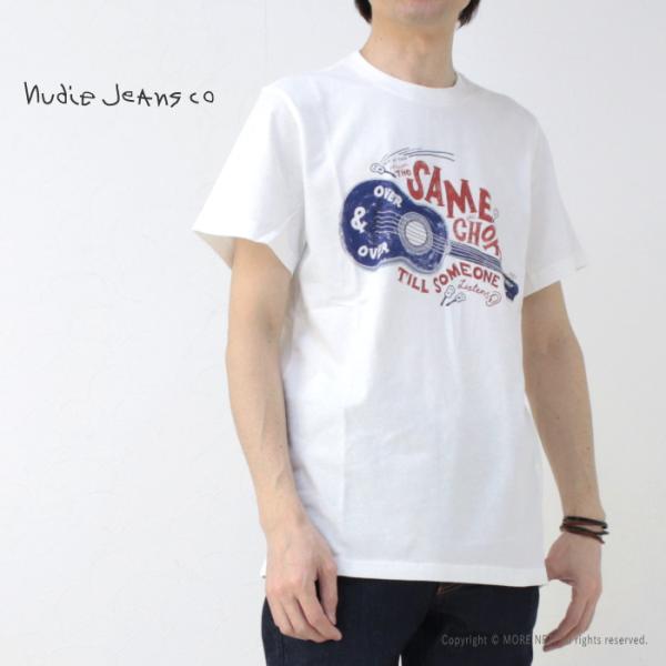 ヌーディージーンズ NUDIE JEANS プリント半袖Tシャツ ROY Gitarr 59161-...